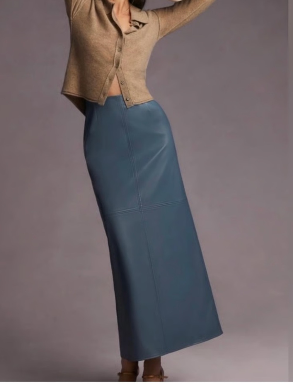 Anthropologie mare mare Faux Leather Maxi Skirt in Slate Blue